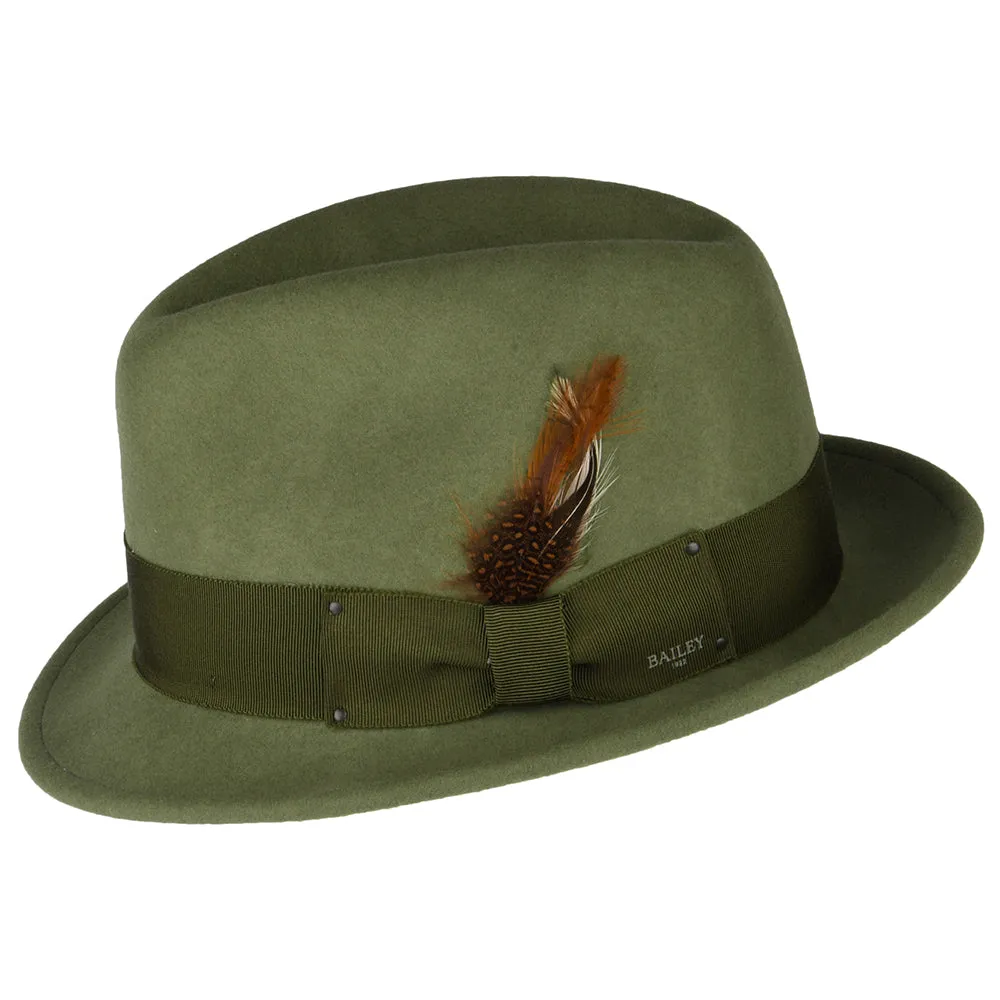 Bailey Hats Tino Crushable Water Repellent Wool Felt Trilby Hat - Olive