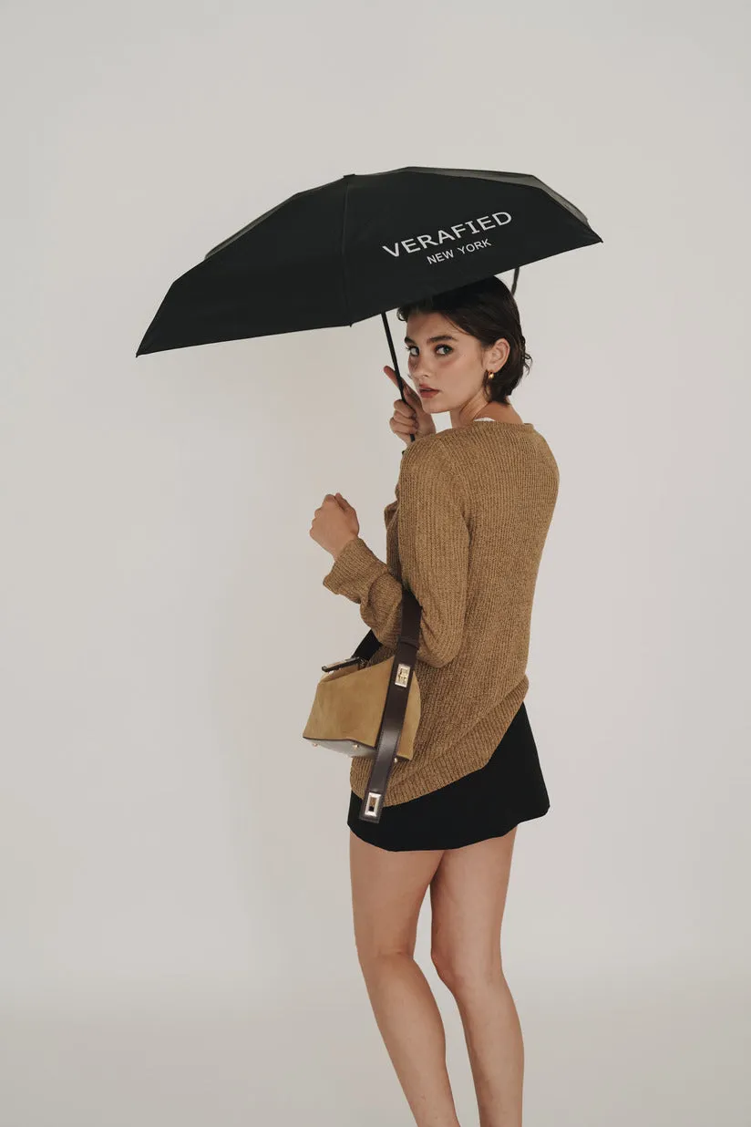 Black VERAFIED Logo Printed Umbrella