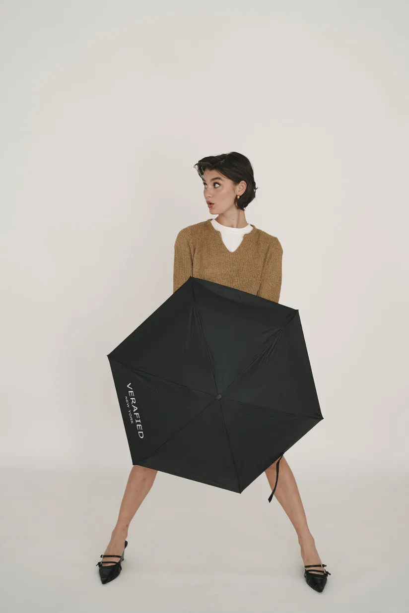 Black VERAFIED Logo Printed Umbrella