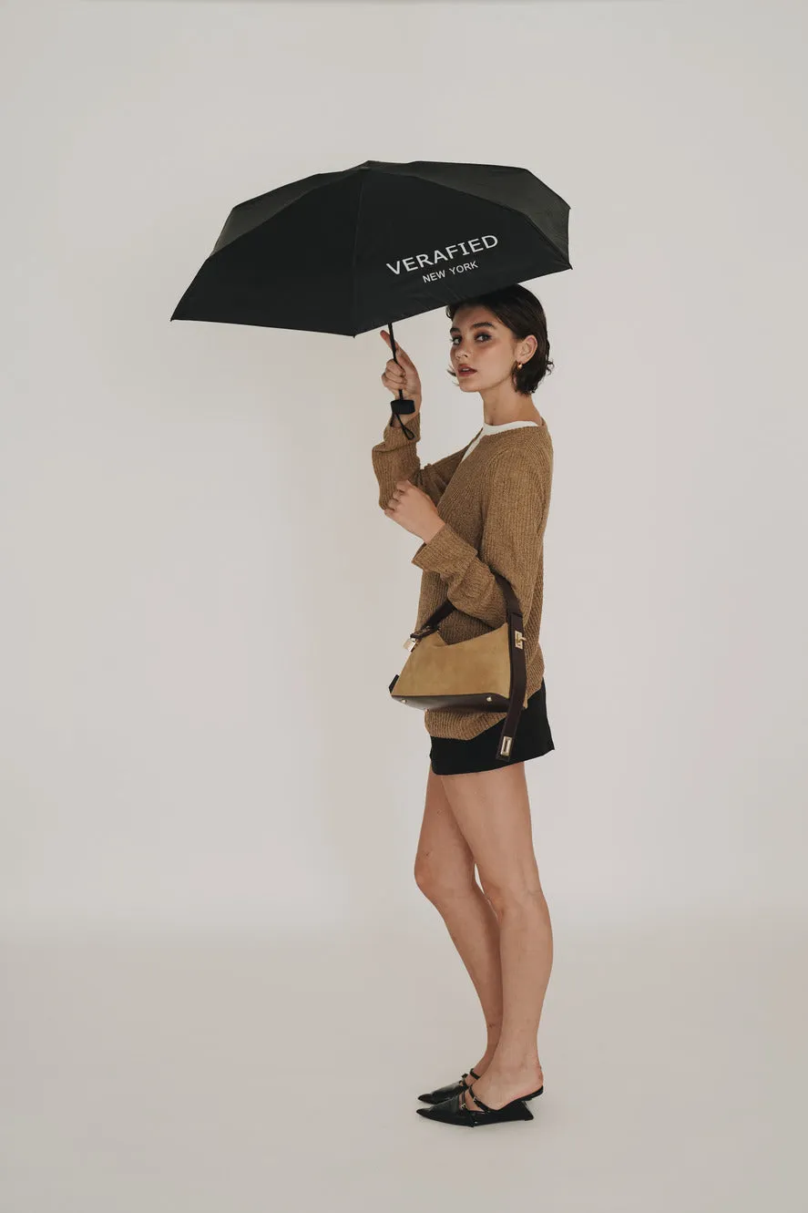 Black VERAFIED Logo Printed Umbrella