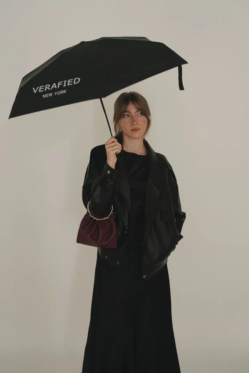 Black VERAFIED Logo Printed Umbrella