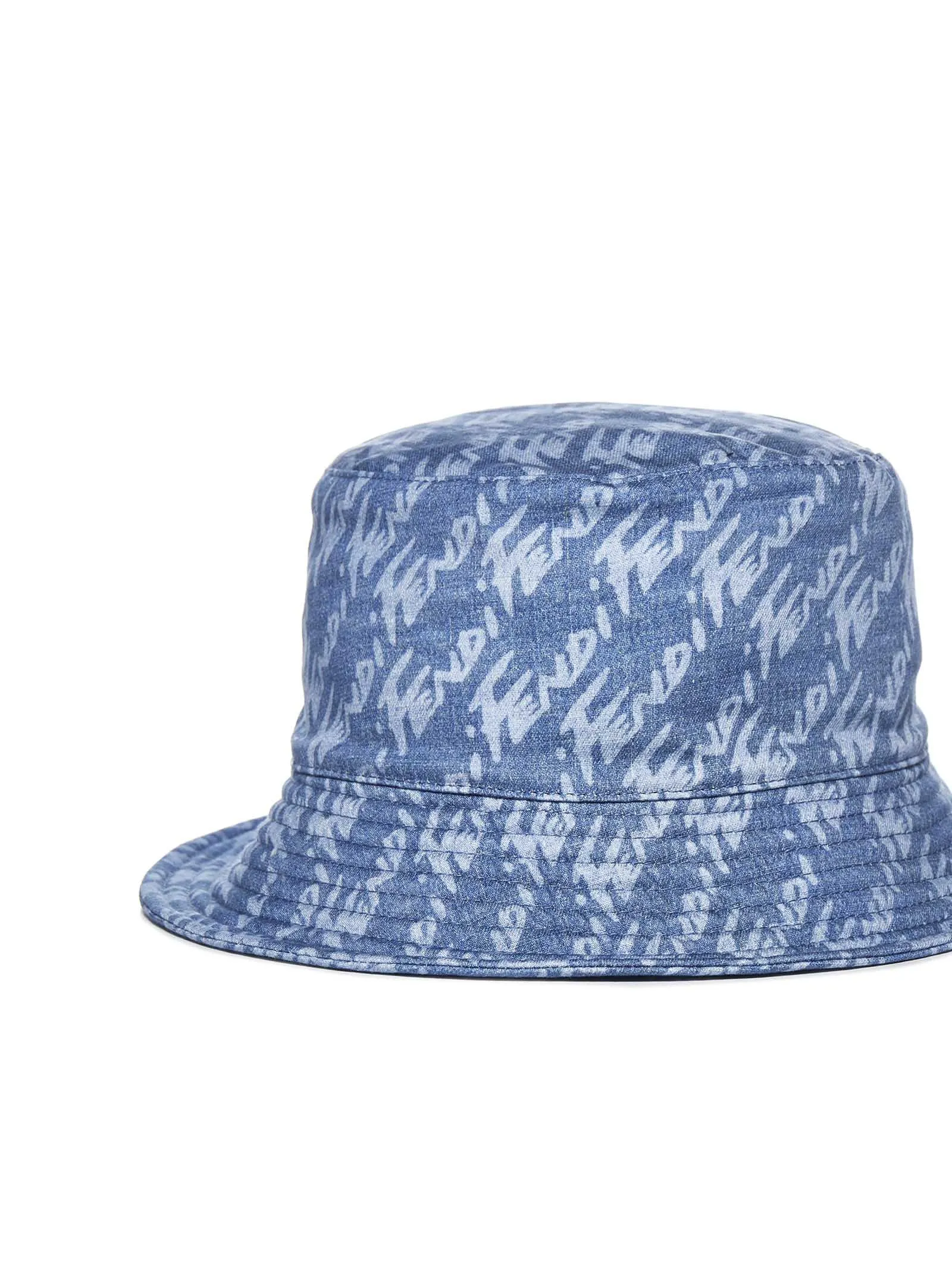 Fendi Allover Logo Denim Bucket Hat