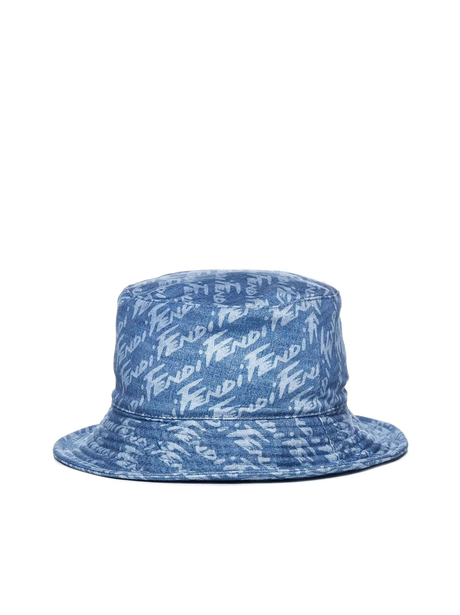 Fendi Allover Logo Denim Bucket Hat
