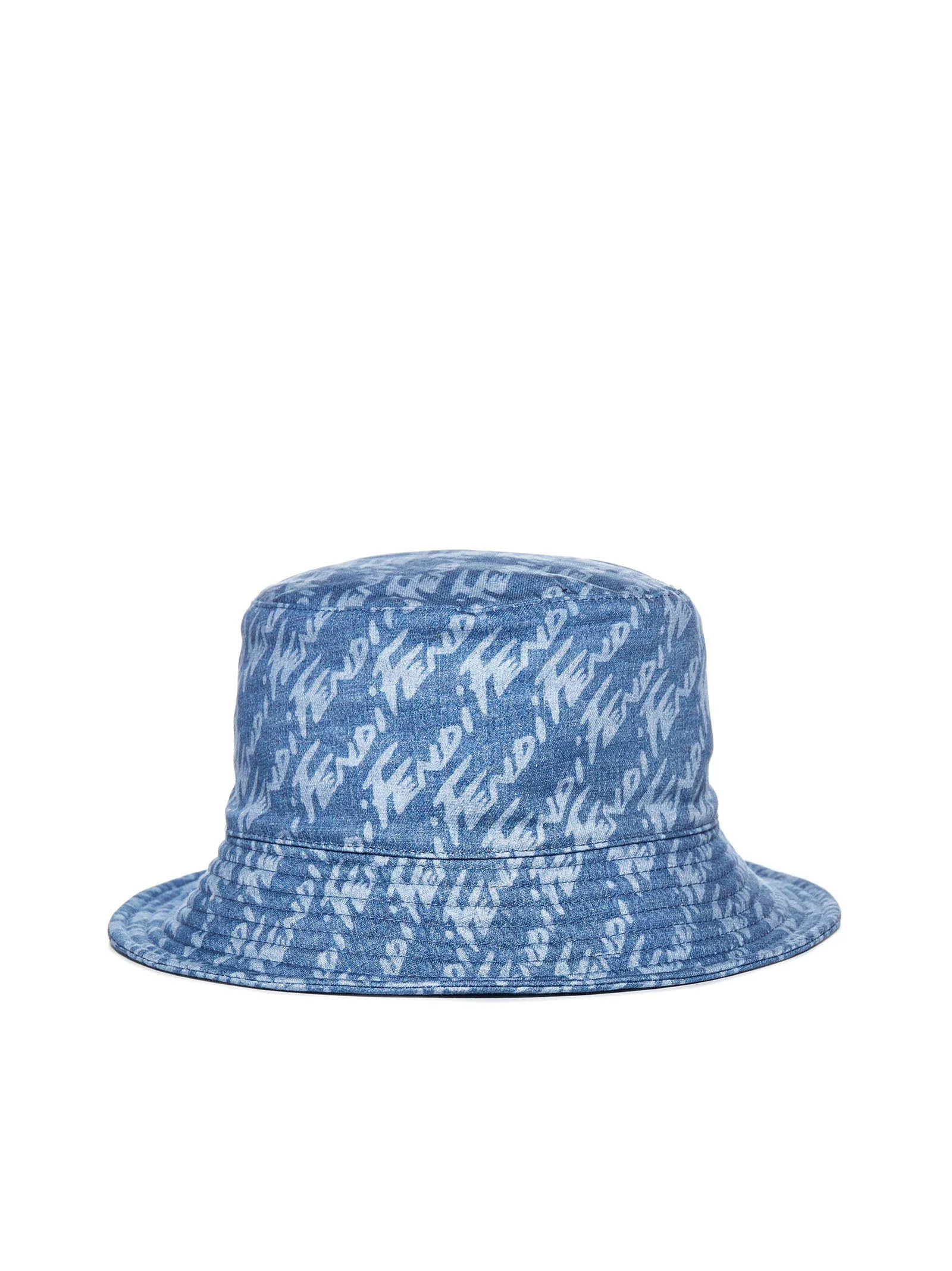 Fendi Allover Logo Denim Bucket Hat