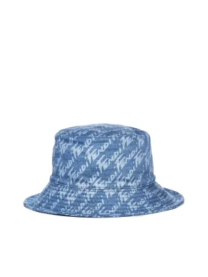 Fendi Allover Logo Denim Bucket Hat