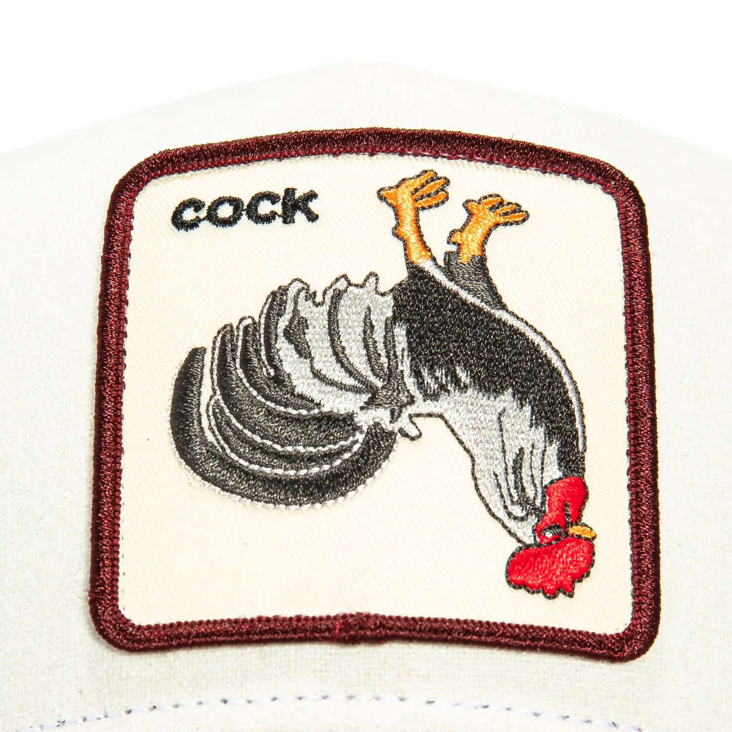 Goorin Bros Retsoor Cock Adjustable Trucker Snapback Hat - White. Red