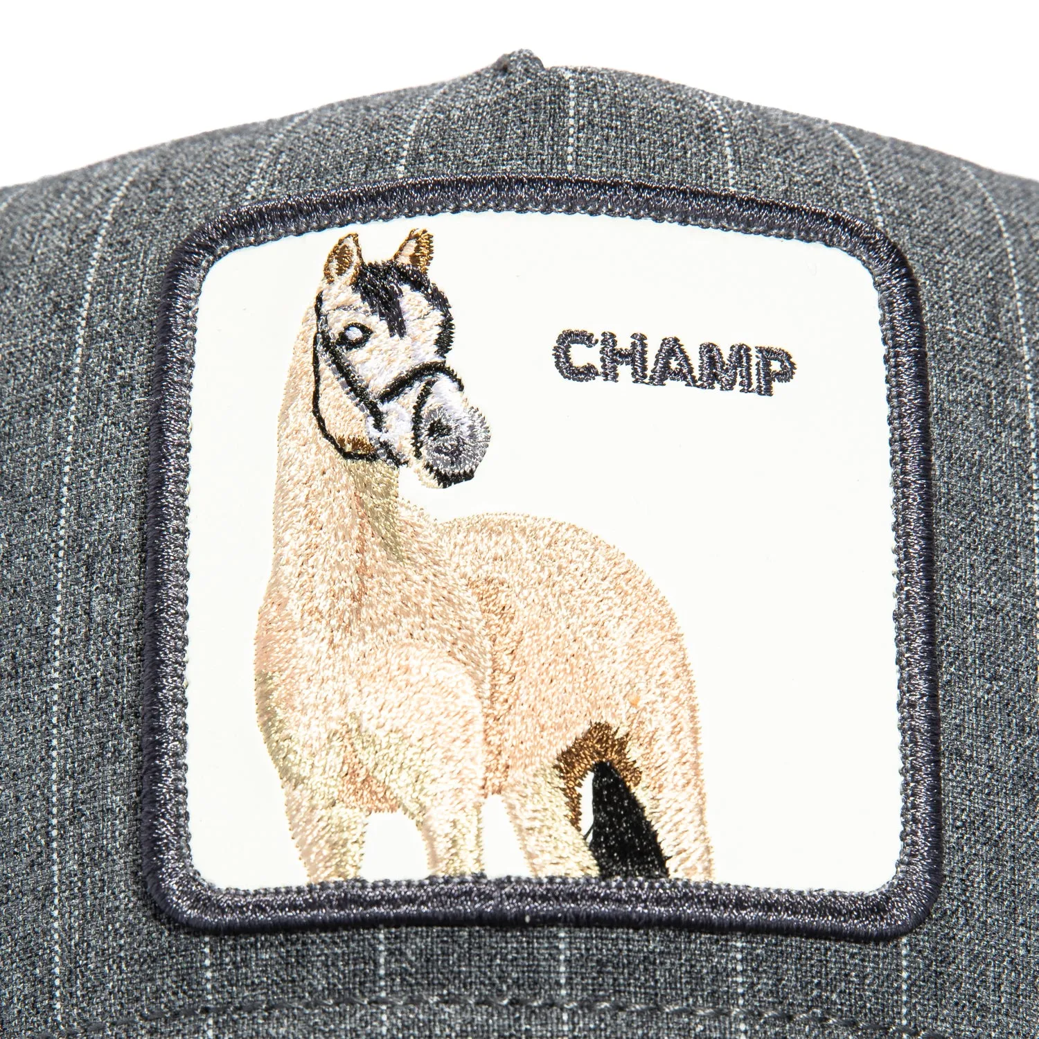 Goorin Bros Suited Champ Adjustable Trucker Snapback Hat - Graphite Pinstripe. Navy
