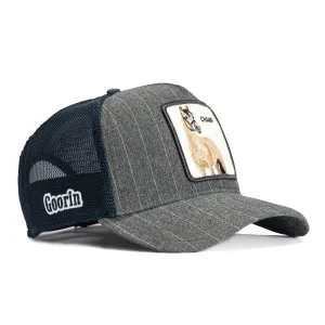 Goorin Bros Suited Champ Adjustable Trucker Snapback Hat - Graphite Pinstripe. Navy