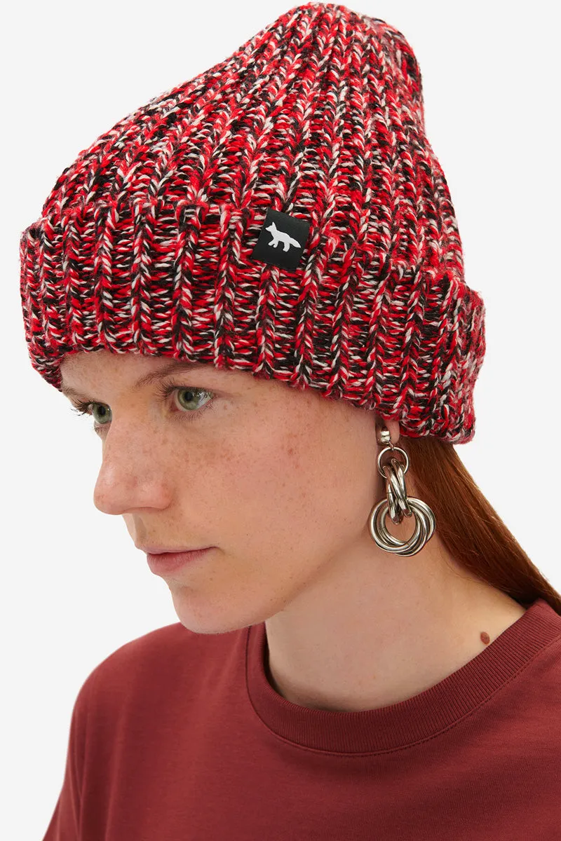 MAISON KITSUNÉ MOULINE BEANIE BLACK RED CHECK