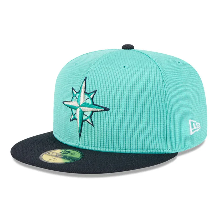 New Era 59Fifty Seattle Mariners 2025 Spring Training Patch Hat - Mint. Navy