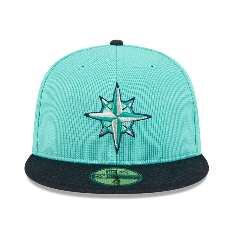 New Era 59Fifty Seattle Mariners 2025 Spring Training Patch Hat - Mint. Navy