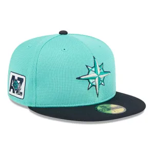 New Era 59Fifty Seattle Mariners 2025 Spring Training Patch Hat - Mint. Navy