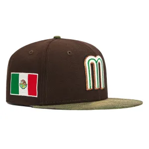 New Era 59Fifty Water Color Camo Mexico World Baseball Classic Mexico Flag Patch Hat - Brown. Camo
