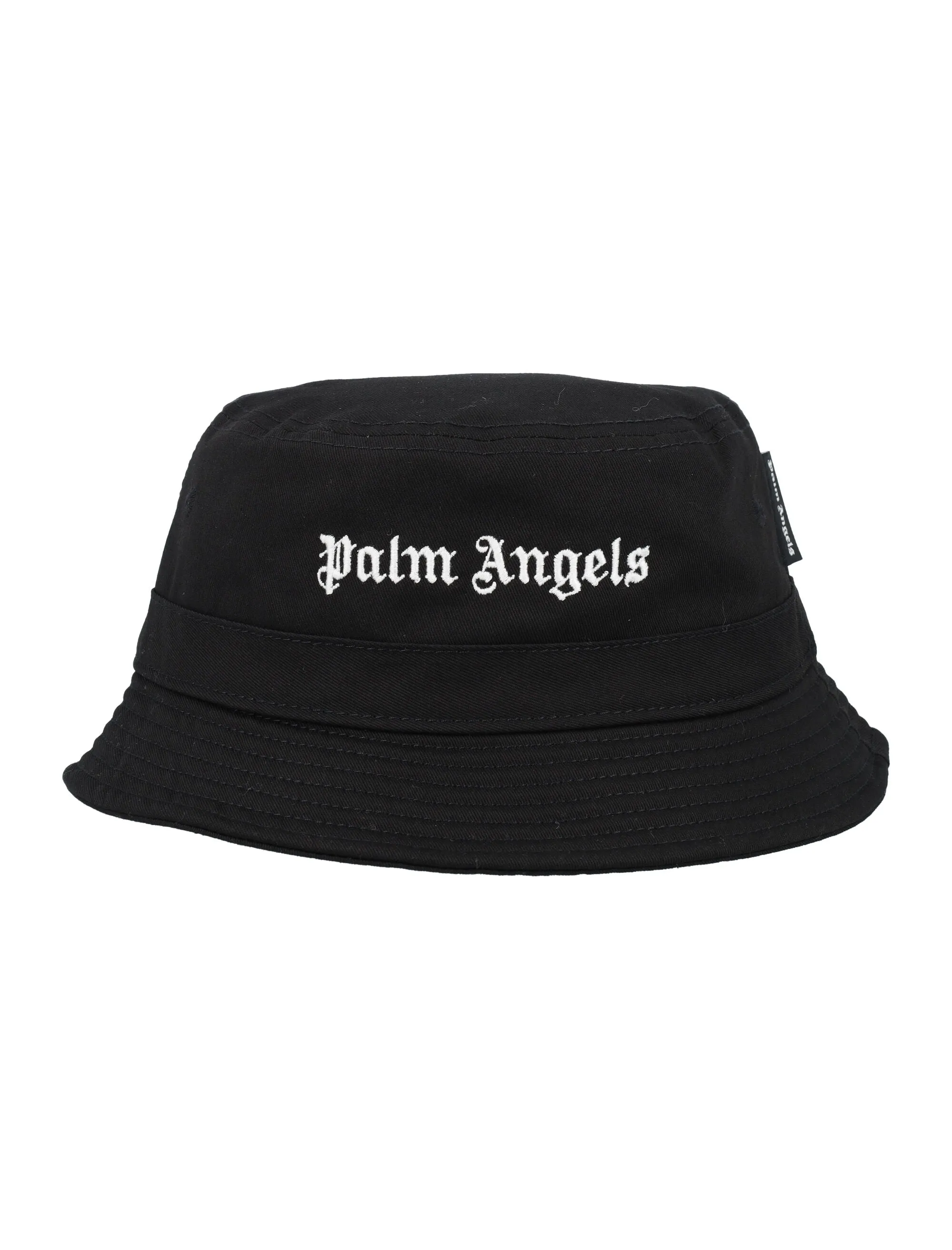 Palm Angels Logo Embroidered Flat Crown Bucket Hat