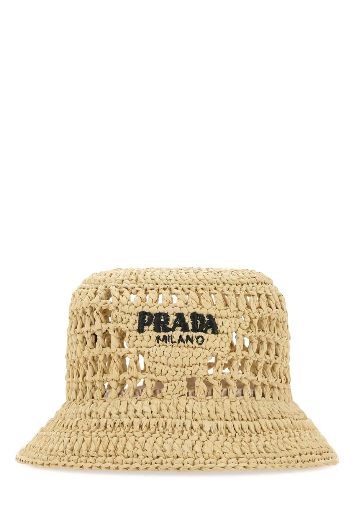 Prada Logo Embroidered Woven Bucket Hat