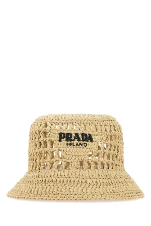 Prada Logo Embroidered Woven Bucket Hat