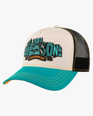 Stetson Soundbox Trucker Cap - Turquoise / Beige