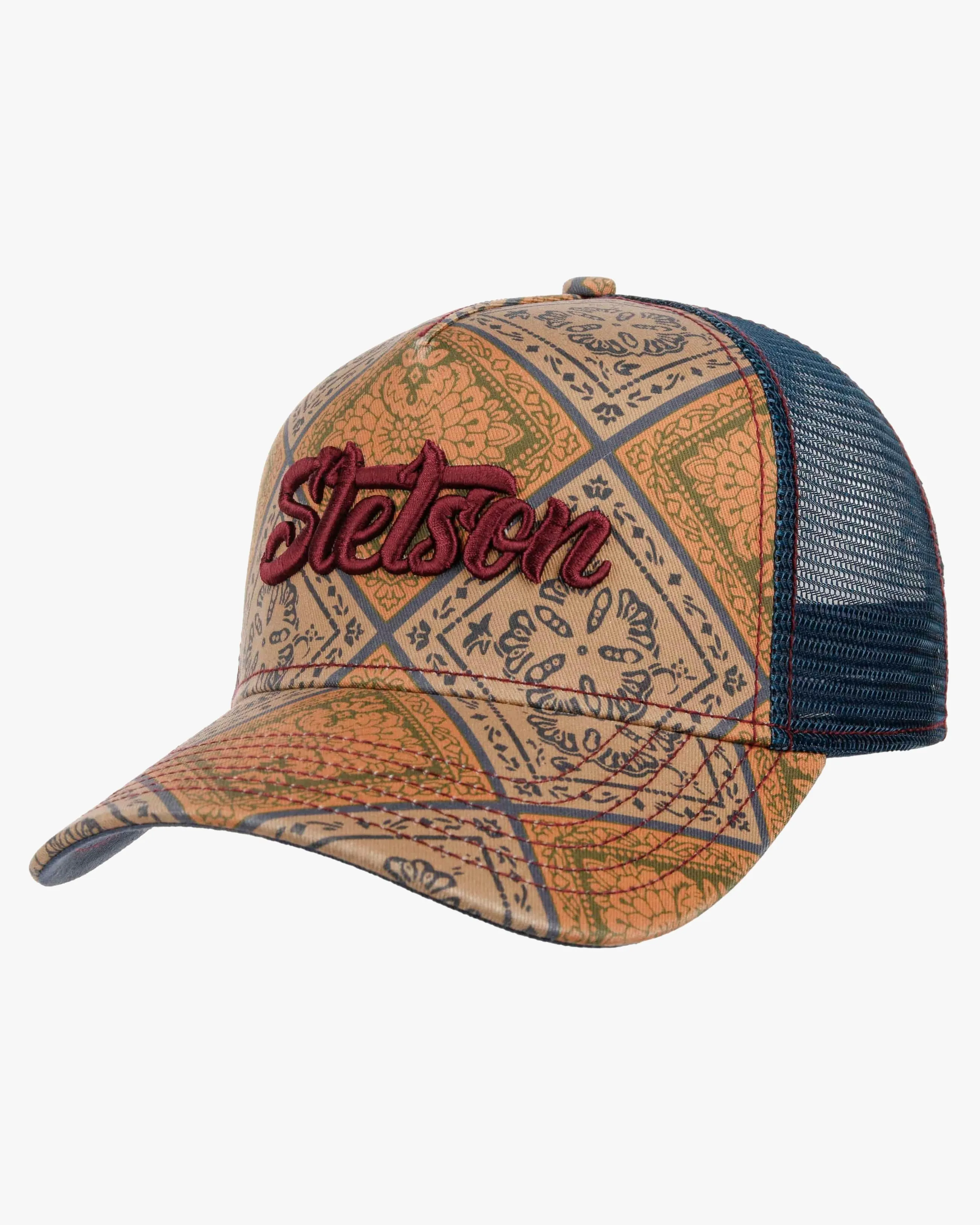Stetson Vintage Print Trucker Cap - Blue